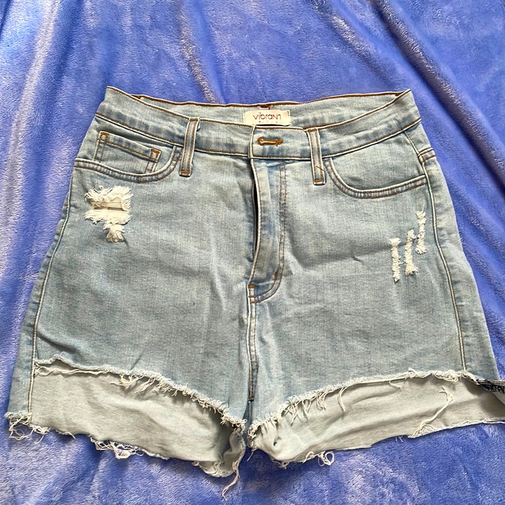Vibrant distressed jean shorts